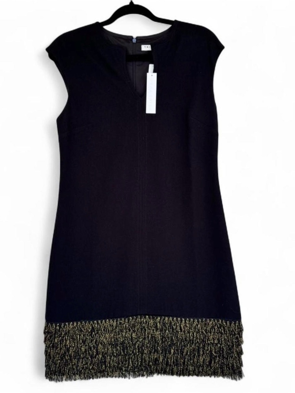 Trina Turk Black Dress with Gold Fringe